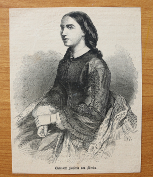 Holzstich Charlotte Kaiserin von Mexiko 1866 Mexico